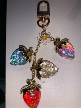 Strawberries bag/purse charm keychain